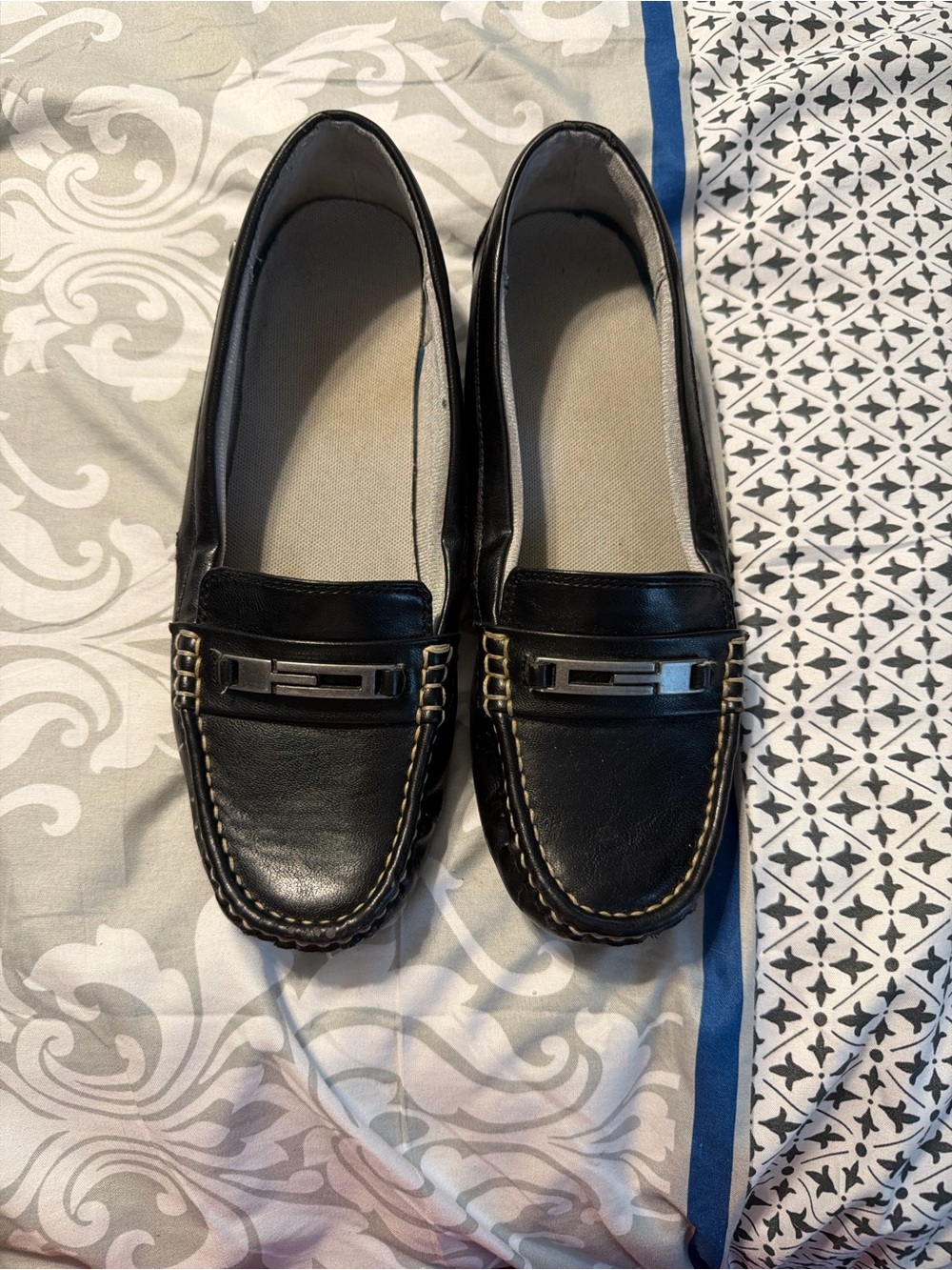 Women's Black Leather Moccasin Loafers